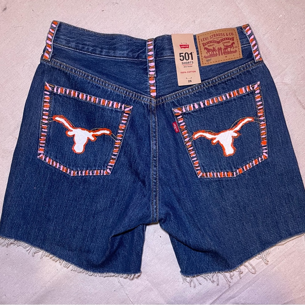 Levi's 501 x UT Blue Jean Shorts with hand painted detailing